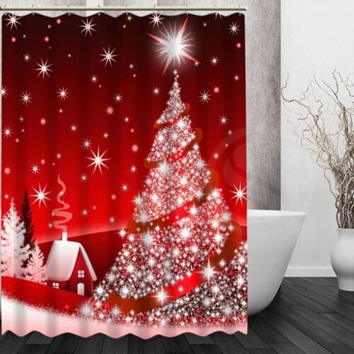 2017 New arrival Custom Bath curtain Waterproof Modern merry Christmas tree Shower Curtain polyester Bath screens
