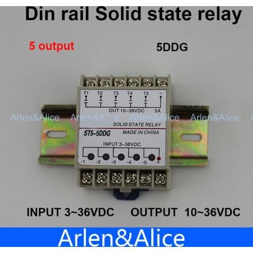5DDG 5 Channel Din rail SSR quintuplicate five input 3~32VDC output 5~36VDC single phase DC solid state relay