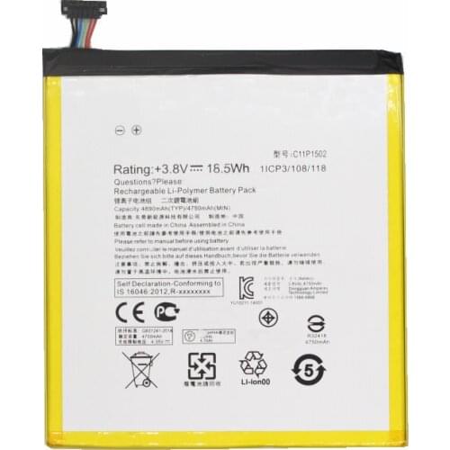 5pcs / lot 4890mAh /3.8V C11P1502 Replacement Battery for ASUS ZenPad 10 Z300CG Z300CL P01T Z300M Z300C P023 10.1