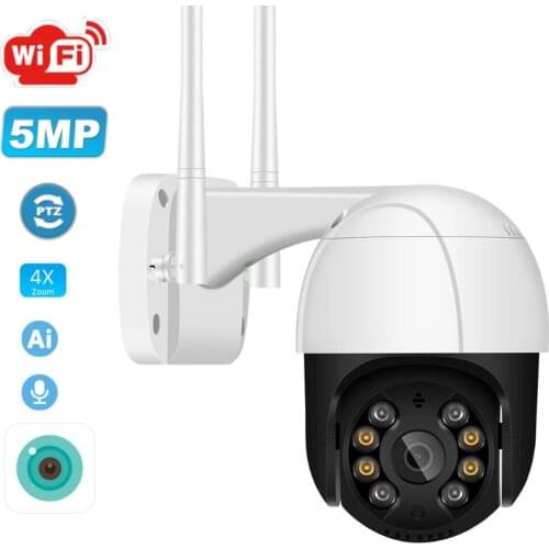 5MP PTZ IP Camera Wifi Outdoor AI Human Detection Audio 1080P Wireless Security CCTV Camera P2P RTSP 4X Digital Zoom Wifi Camera