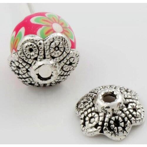 65Pcs 11.3x10.6mm Tibetan Silver L1067 Filigree Bali Style Design Bead Cap Jewelry Findings Components LZsilver