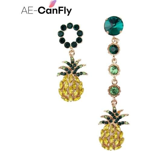 AE-CANFLY Brand Cute Pineapple Shape Drop Earring Crystal Temperament boucle d'oreille For Wedding Jewelry pendientes 1B2005