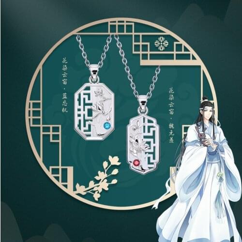 Anime MDZS Mo Dao Zu shi Wei Wuxian Lan Wangji 925 Silver Necklace Pendant Cartoon Accessories Xmas Birthday Gifts