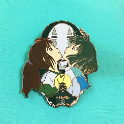 Anime Spirited Away Ogino Chihiro Nigihayami Kohakunushi Metal Badge Brooch Pin Button Bag Decor Collector Limited Props