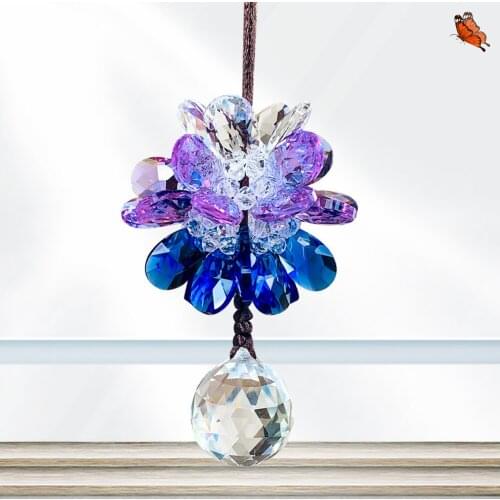 Car Pendant Colorful Multi-faceted Crystal Ball Home Ornaments Accessory Suncatcher Chandelier Material Good Luck Tassel Pendant