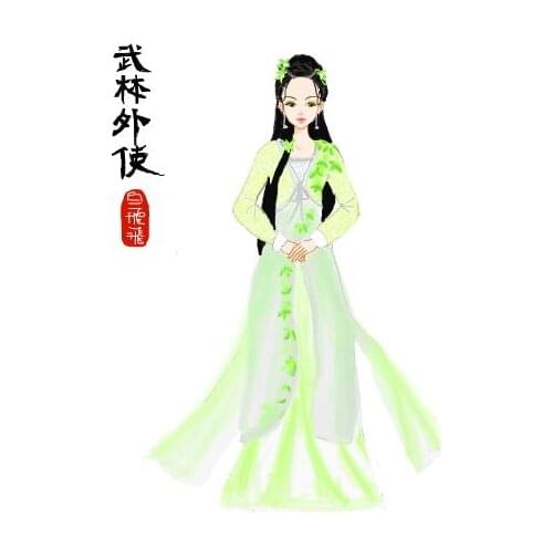 Bai Feifei 2 Designs Fairy Costume Hanfu for TV Play Wu Lin Wai Shi Drama Costume Stage Performance Hanfu