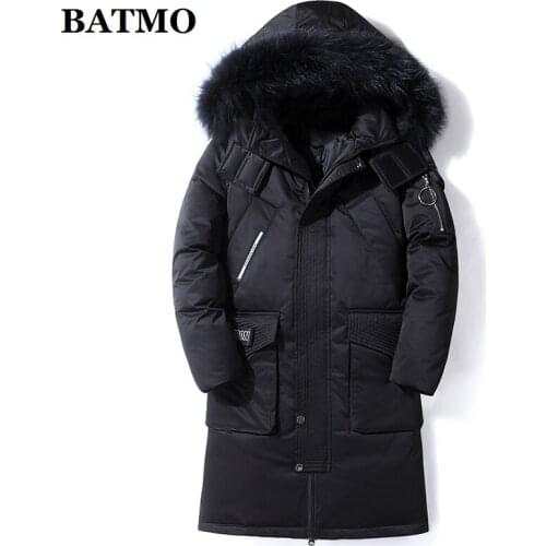 BATMO 2019 new arrival winter 90% white duck down hooded jackets men,mens winter parkas ,Y1896