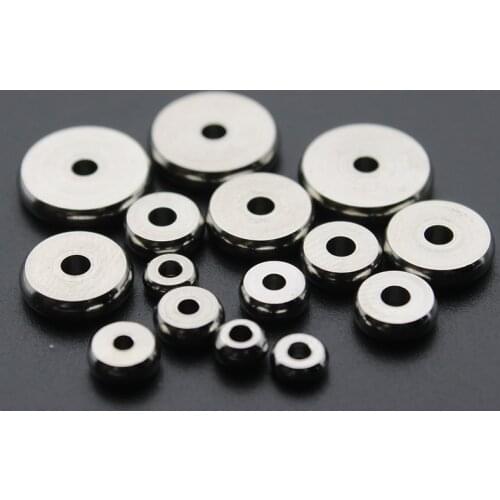 50pcs/lot 4 5 6 8 10 mm Stainless Steel Round Flat Spacer Charm Beads Fit Bracelet Spacer Beads DIY Jewelry Making Findings