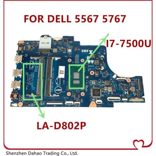 CN-081YW5 081YW5 FOR DELL Inspiron 15 5567 5767 laptop motherboard BAL21 LA-D802P With SR2ZV i7-7500u ddr4 100% fully tested