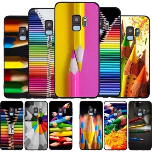 Colored pencil black Soft phone Case For Samsung S20 S10 S9 S8 S7 edge Plus Lite Note 8 9 10 A6 A7 A8 A9 2018 Cover