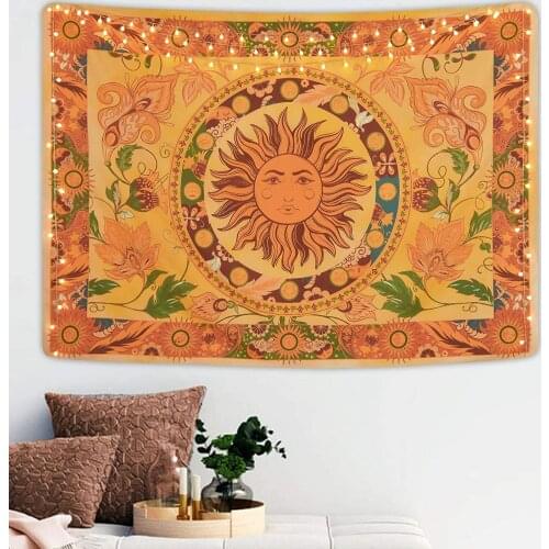 Burning Sun Tapestry Flower Vines Tapestries Vintage Floral Tapestry Mystic Tapestry Hippie Tapestry Wall Hanging for Room