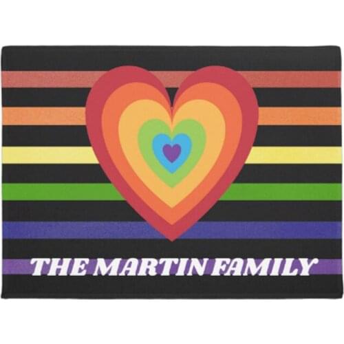 Personalized Rainbow Color Stripes Heart Doormat Home Decoration Entry Non-slip Door Mat Rubber Washable Floor mat
