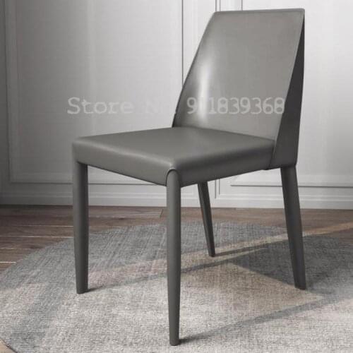 Italian minimalist dining chair light luxury modern minimalist home back chair nordic designer restaurant stool saddle leather c