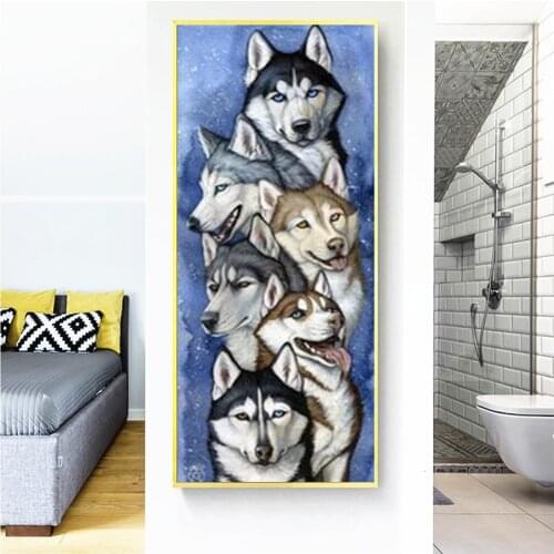 Dog Husky 5D Diy Diamond Painting Animal Pet Mosaic Art Full Square Round Drill Embroidery Cross Stitch Kit Wall StickerZP-2766