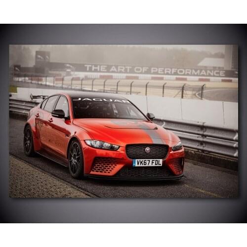 Sportscar Jaguar XE SV Project 8 Orange Car Wall Art Picture Canvas Posters and Prints Modern Decorative Painting