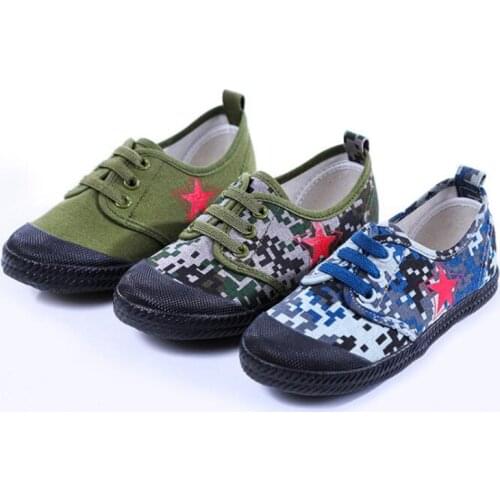 Childrens Canvas Shoes Girls Liberation Shoes Retro Military Training Shoes Boys Camouflage Shoes Baby Autumn Casual Sneakers