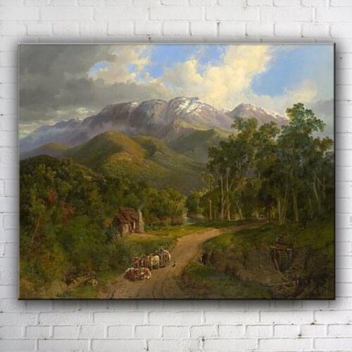 Classical sheep forest mountain landscape canvas printings oil painting printed on canvas home wall art decoration pictures