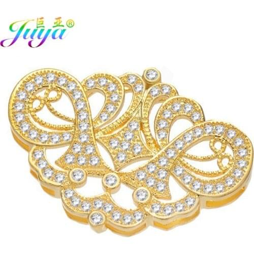 Micro Pave Zircon Components Hollow Crown Connector Pendants Accessories For Natural Stones Pearls Tassel Necklace DIY Making