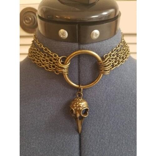 Steampunk RAVEN Pendant Necklace /Bird Skull,Chocker Necklace / Unisex Mens Necklace Boho Jewelry /steampunk Jewelry