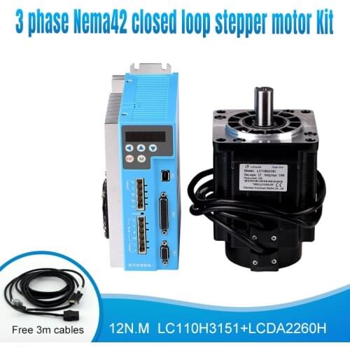 Lichuan 12N.M 110mm Nema42 220v 150v~230VAC 3 Phase CNC Servo Step Closed Loop Stepper Motor Drive Kit With Encoder