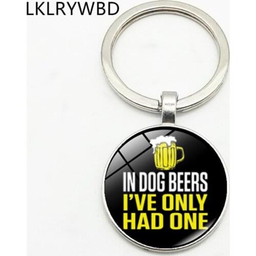 LKLRYWBD / Dog Beer Fashion Keychain Keyring Jewelry Pendant Convex Glass Keychain