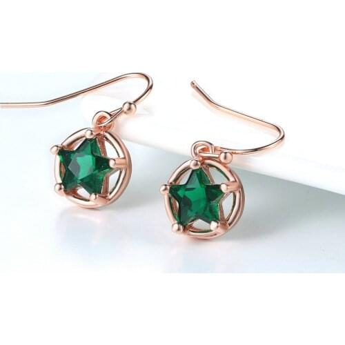ZHOUYANG Little Cute Star Drop Earrings for Women Korean Multicolor Crystal Rose Gold Color Fashion Jewelry Gift Wholesale KC166