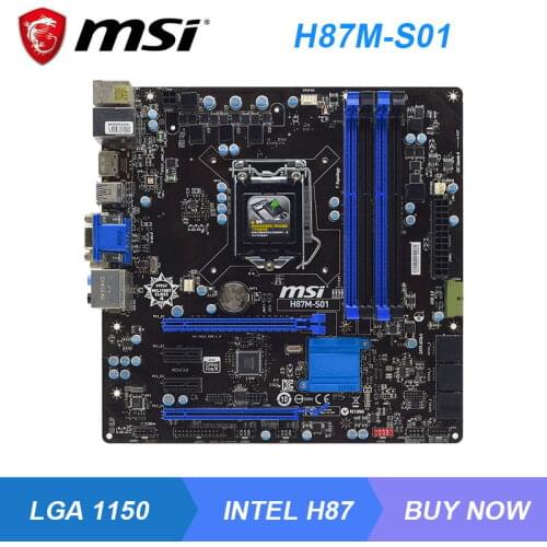 MSI H87M-S01 Socket LGA 1150 Intel H87 Desktop PC Motherboard DDR3 Memory Core i3 i5 i7 Cpus PCI-E X16 USB3.0 SATA3