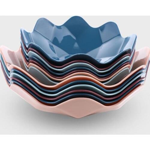 Fruit Bowl Stackable Multifunctional Plastic Reusable Salad Snack Dish Plate for Kitchen