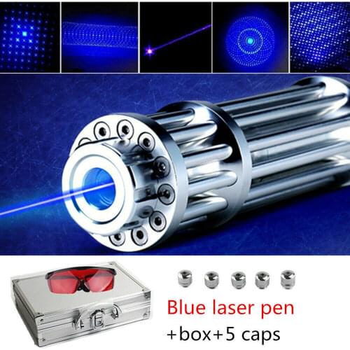 Powerful Burning Blue Laser Torch 445nm 10000m Multifunction Focusable Laser Sight Pointers Flashlight Burn Match
