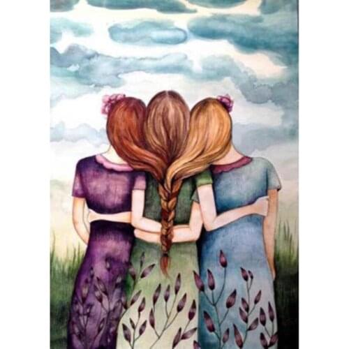 DIY Diamond Painting Friendship Sisters Mosaic Diamond Embroidered Cross Stitch Cartoon Pattern Home Decoration Art Gift FH883