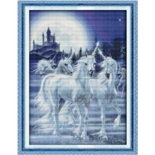 Unicorn Animal Series Cross Stitch Kit, Unicorn Handmade Needlework Furniture Fabric Sewing Decoration Painting
