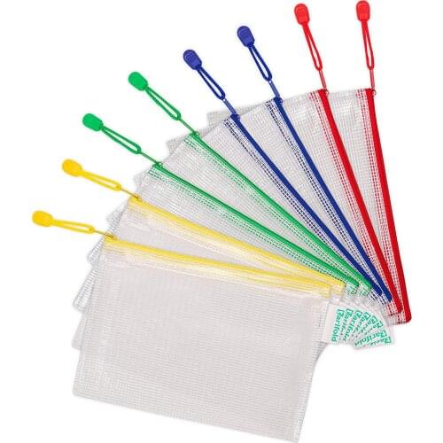 Pack Of 8 Plastic A5 Zipper Folders, Suitable For Office, Travel, School, Home, Various Colors