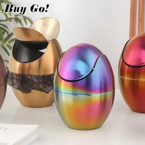 Cute Desktop Mini Flip Garbage Storage Bucket Office Household Stainless Steel Desk Waste Container Bucket Countertop Trash Can