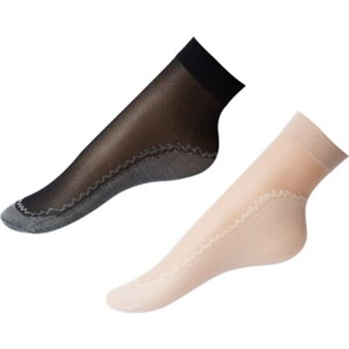 10 Pairs/ Lot Thin Velvet Silk Womens Socks Cotton Bottom Non Slip Sole Massage Wicking Slip-resistant Summer Breathable Sock