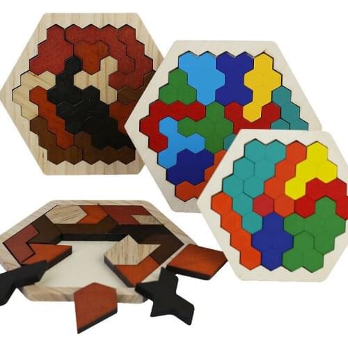 ESUN Wooden Learning Educational Toy Tangrams Honeycomb Logic Puzzles Kids Training Brain IQ Games Desktop Toys For Child Gifts