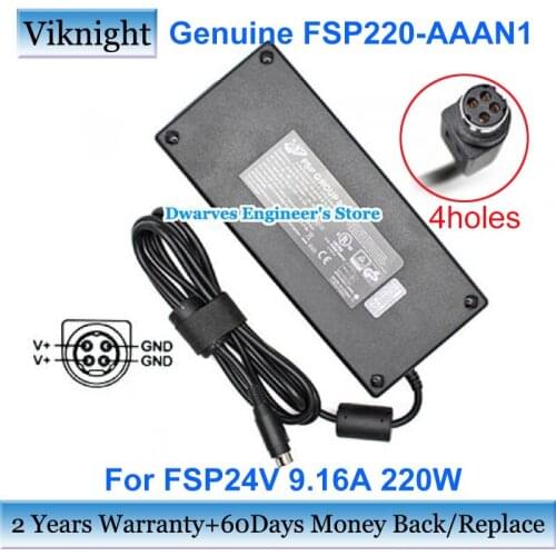 Genuine FSP 24V 9.16A 220W AC Adapter Power Supply FSP220-AAAN1 9NA2200103 Charger Round with 4 holes