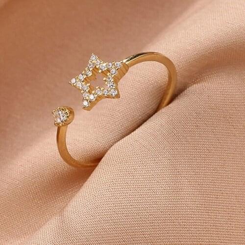 Original Silver 925 Rings For Women Couple Open Adjustable Ring 2021 Trend 18k Gold Jewelry Vintage Zircon Luxury Fashion Star