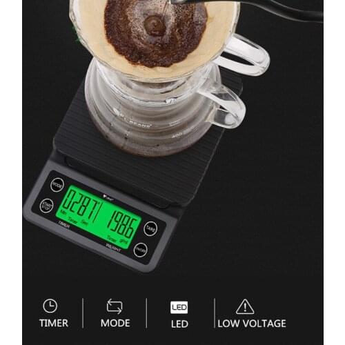 3kg/0.1g Drip Coffee Scale With Timer Portable Electronic Digital Kitchen Scale High Precision LCD Electronic Scales