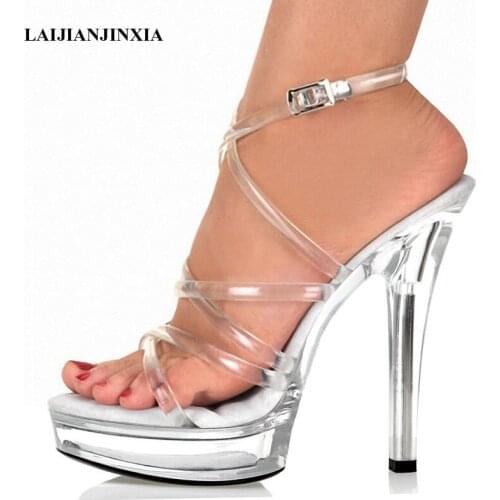 Summer New style Roman Hollow Shallow Open Toe Sandals 13 CM High heeled shoes 5 inches Thin heels Nightclub Pole Dance Shoes