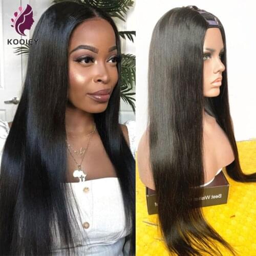 Silky Straight 2x4'' U Part 150% Density Natural Human Hair Wigs For Black Women U Shaped Brazilian Remy Hair Can Be Permed&Dye