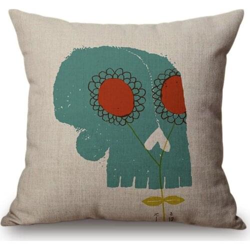 Nordic Fashion Skull Style Cushion Cover Pillow Case Variety Head Interesting Smiling Face Home Decoration Throw Pillow Cover