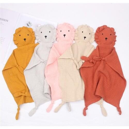 Newborn Baby Sleeping Dolls Kids Sleep Toy Soothe Appease Towel Bib Lion Baby Feeding 100% Cotton Muslin Baby Bib