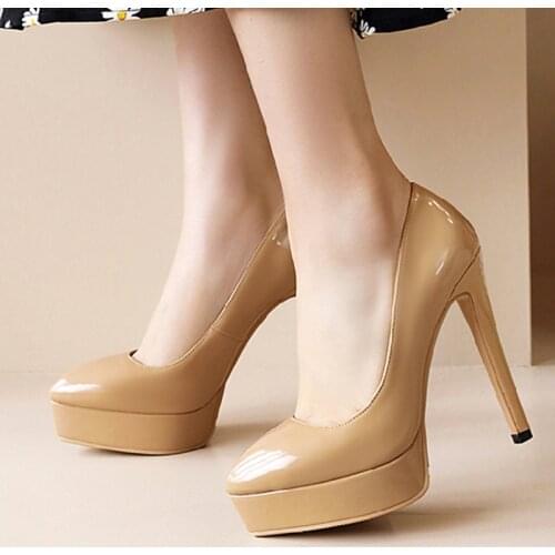 Classic Black Nude Red Heels Women Pumps Shoes Leather Platform High Heels Shoes Female OL Working Party Wedding Shoes Woman