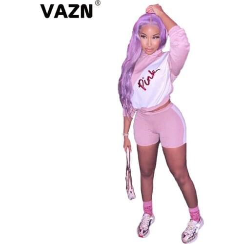 VAZN Spring Long Sleeve Crop Top Slim Outfit Two Pieces Set letter Print High elastic Skinny Leggings Female Sportswear