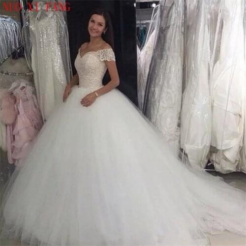 Vintage Wedding Dresses 2020 Appliques Ball Gown Off The Shoulder robe de mariee Bridal Gowns vestido de noiva Casamento