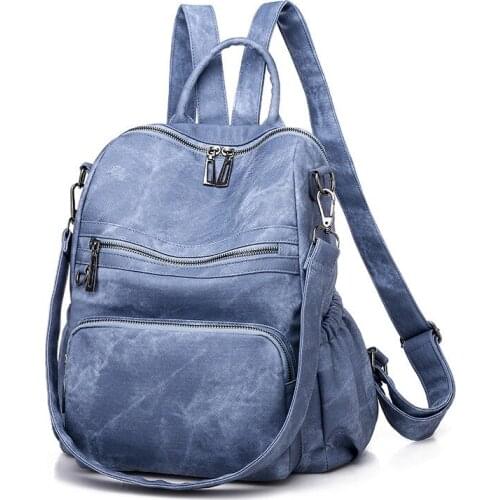 PU Ladies Leather Shoulder Backpacks Retro Girls Backpack Women Business Bags Teenage Girl School Bags Laptop Book Bags Female