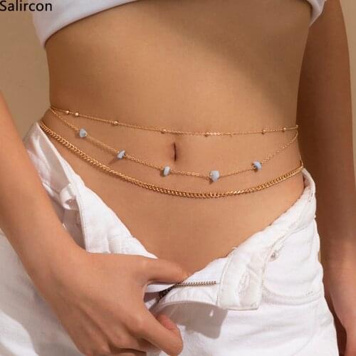 Bohemian Sexy Gold Color Multi Layer Belly Belt Chain Women Fashion Statement Punk Waist Chain Body Jewelry New Wholesale 2021