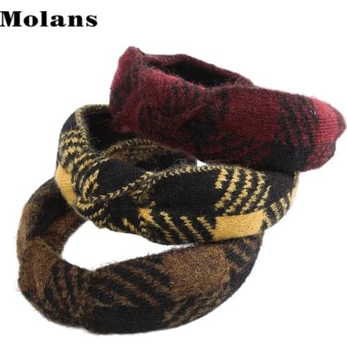 MOLANS Women Wool Knitting Headband Bezel Fashion Fall Winter Hair Bands Knotted Hair Hoop For Girl Hair Accessories Headdress
