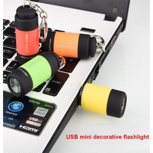 1PC Mini Keychain Pocket Torch USB Rechargeable LED Light Flashlight Lamp Waterproof
