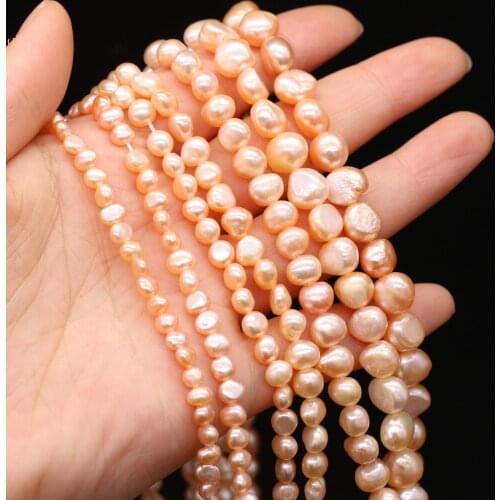 100% Real Natural Freshwater Cultured Piink Pearls 5/6/7/8mm DIY Handmade Ladies Necklace Bracelet Jewelry Accessories